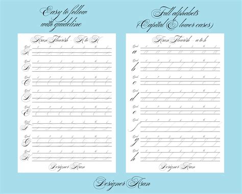 Copperplate Calligraphy Worksheet Set Copperplate Alphabet Practice