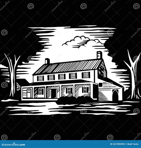 Sketch of House Vector Black and White Stock Vector - Illustration of ...