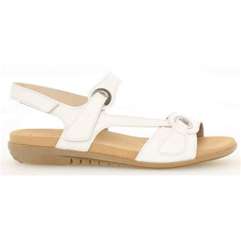 Gabor Womens 602 21 Radar White Leather Velcro Sandals