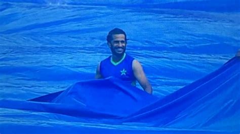 Pakistan Pacer Hasan Ali Slides Underneath Covers During Rain Video Viral Crickit