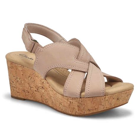 Clarks Women S Rose Erin Wedge Sandal Sand SoftMoc