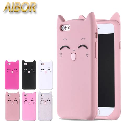 Cute 3d Glitter Soft Silicone Beard Smile Cat Ear Phone Cases For Apple Iphone X 5s Se 6 6s 7 8