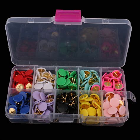 A Box Of 300pcs Assorted Color Round Drawing Pins Grandado