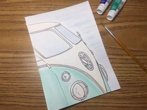 Vw Bus Original Painting Retro Vw Wall Art Vintage Vw Bus Etsy