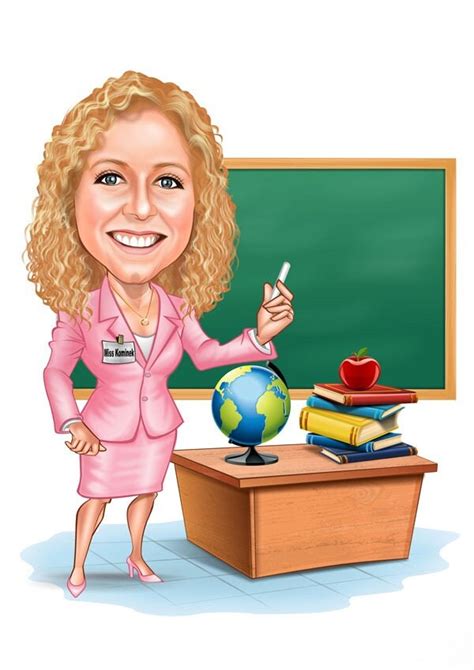 Female Teacher T Custom Teacher Caricature Drawing From Etsy