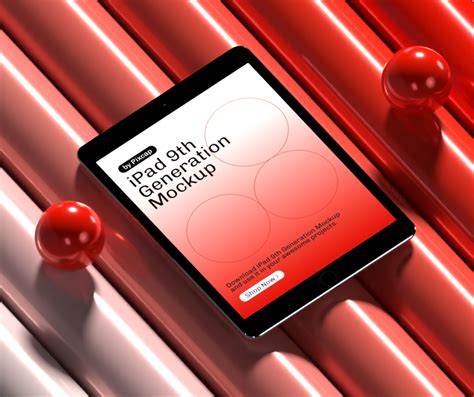 Download Ipad 9 With Colorful Floor And Balls 3d Animated Mockup In Png