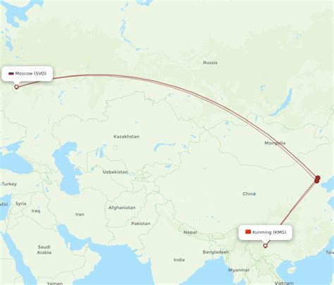 All Flight Routes From Kunming To Moscow Kmg To Svo Flight Routes