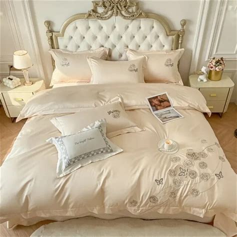 Svetanya Blue Butterfly Flower European Style Embroidery Tc Bedding