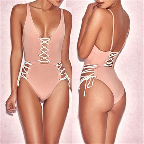 One Piece Swimsuits Woman Ladies One Piece Bandage Bikini Push Up