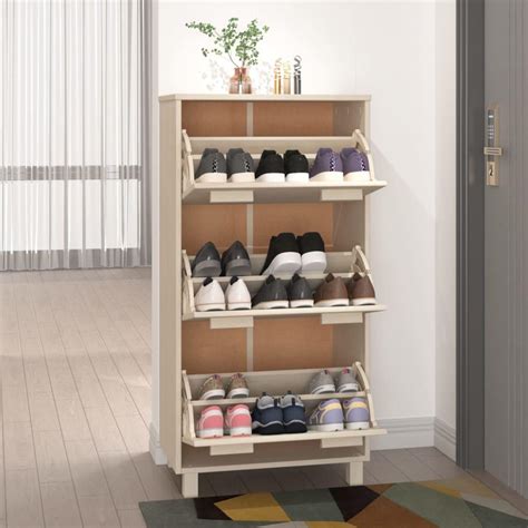 Armoire à chaussures HAMAR Marron miel 59 5x35x117cm Pin massif