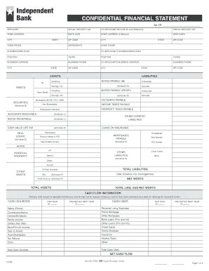 Fillable Online CONFIDENTIAL FINANCIAL STATEMENT Independent Bank Fax