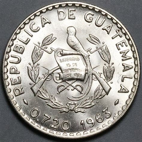 1963 Guatemala 50 Centavos BU White Nun Orchid Flower Silver Coin (230 – Caesar's Ghost Numismatics