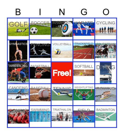 Olympic Sports Bingo Card