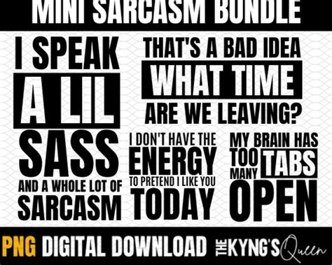 Sarcastic Png Bundle Funny Quotes Png Sarcastic Svg Files Sassy Svg