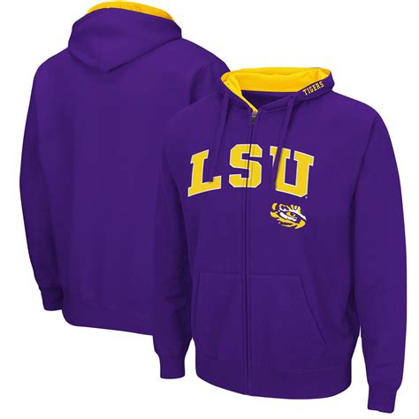 Men S Colosseum Purple Lsu Tigers Arch And Logo 3 0 Full Zip Hoodie