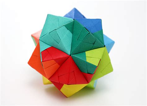 Multicolored Geometric Origami Polyhedron Isolated On White Stock Photo ...