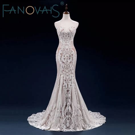 Vintage Lace Mermaid Wedding Dress Turkey Vestido De Novia Sequin Lace