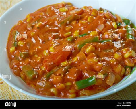 Corn Capsicum Masala Recipe Side Dish For Chapati Pulao Stock Photo