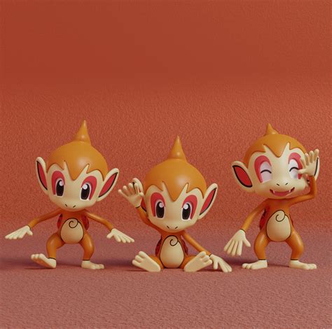 Stl File Pokemon Chimchar Monferno And Infernape D Print Model To