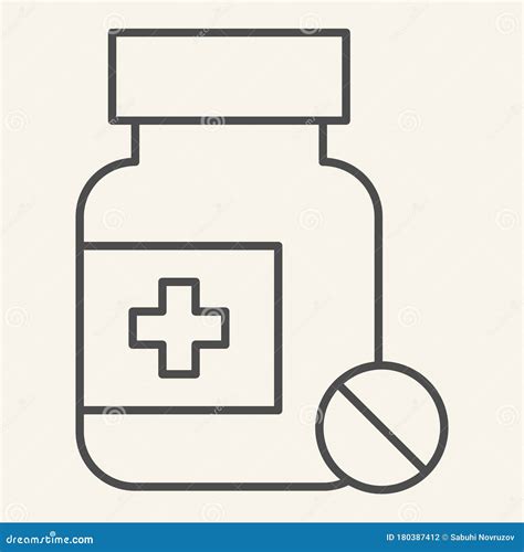 Medical Drug Thin Line Icon Vial Of Medicine Outline Style Pictogram