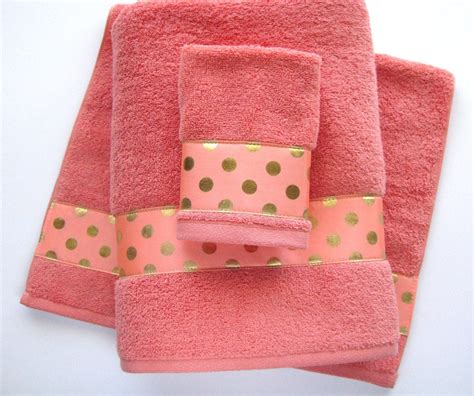 Coral Gold Towels Hand Towels Bath Towels Custom By AugustAve