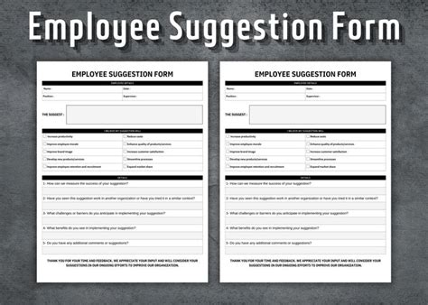 Employee Suggestion Form Employee Ideas Form Employee Suggestion Box