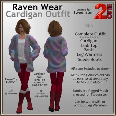 Second Life Marketplace Raven Wear Cardigan Outfit 2cute Mia
