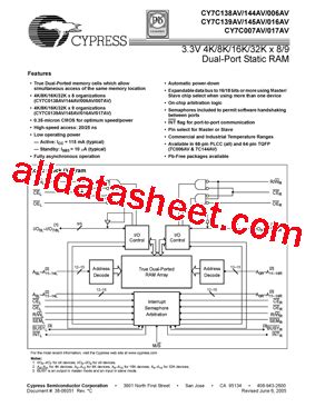 CY7C144AV Datasheet PDF Cypress Semiconductor