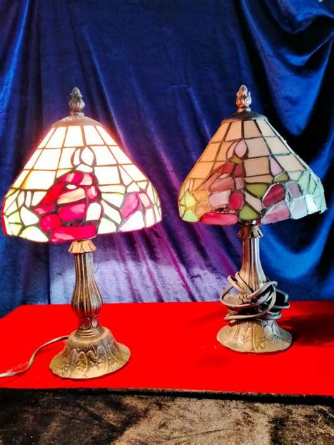 Paar Art Nouveau Lampen 2 Gepatineerd Brons Glas Catawiki