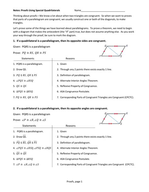 Parallelogram Proofs Worksheet With Answers Ivuyteq