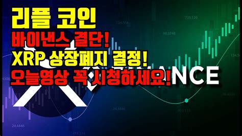 리플코인 긴급바이낸스 결단xrp 상장폐지 결정오늘 영상 꼭 시청하세요 Youtube