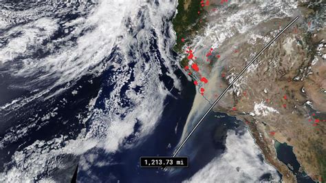 Active Bay Area California Wildfires Create 1214 Mile Smoke Plume