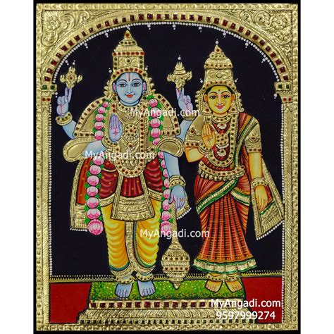 Vishnu And Lakshmi Tanjore Painting Andal Tanjore Painting