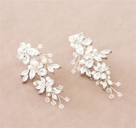 Statement Rhinestone Freshwater Pearl And Crystal Wedding Earrings For