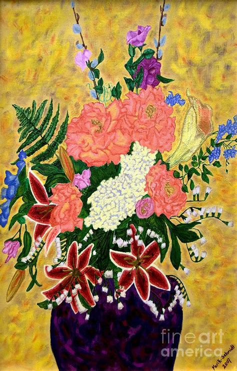 Flowers In A Purple Vase Painting By Brenda Marik Schmidt Fine Art