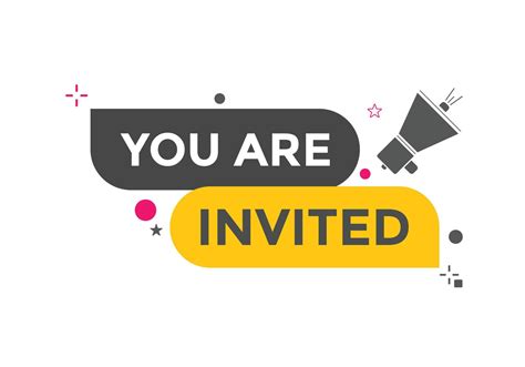 You Are Invited Concept Colorful Label Sign Template You Are Invited