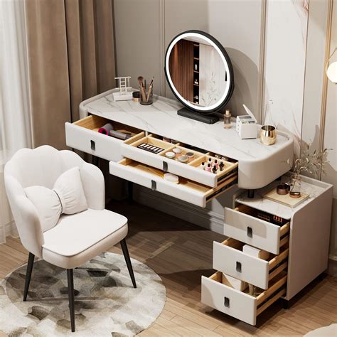 Amazon.com: ZGNBSD Luxury Vanity Table Set - Vanity Table with Drawers ...