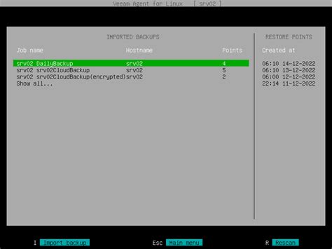 Step 2 Select Backup And Restore Point Veeam Agent For Linux User Guide