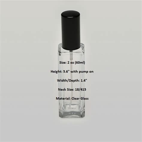 BulkPerfumeBottles 2 Oz 60ml Tall Square Clear Glass Bottle With