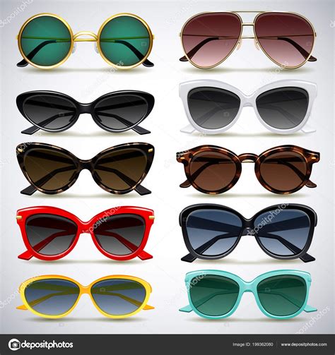 Vector Illustration Colorful Sunglasses Icons Set Stock Vector Image By