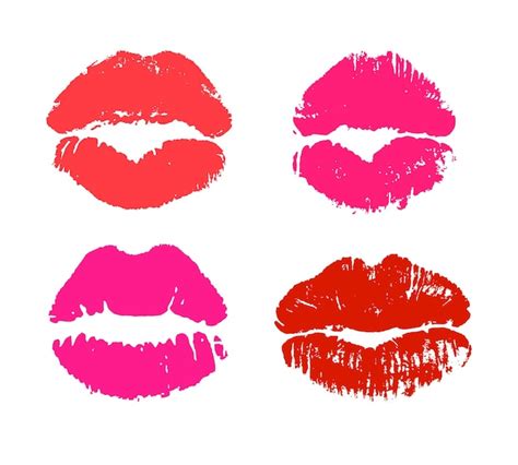 Premium Vector Glamour Red And Pink Lipstick Kiss Prints