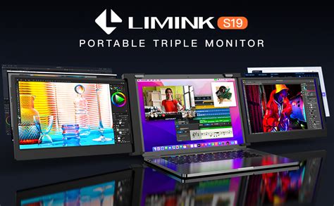 L LIMINK S19 14 Inches Triple Portable Monitor Laptop Screen Extender