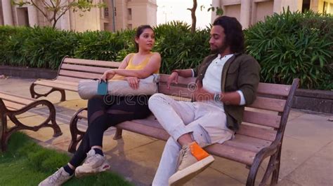 Couple Having Conversation While Sitting On Bench Stock Footage Video Of Love Relationship