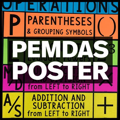 My Math Resources Pemdas Poster