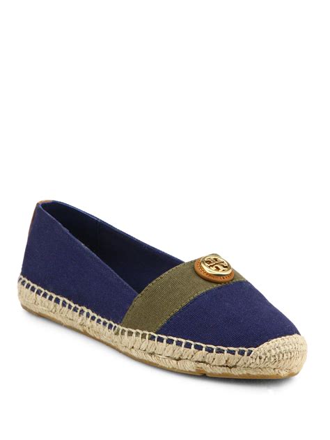 Tory Burch Beacher Canvas Espadrille Flats In Blue Navy Lyst