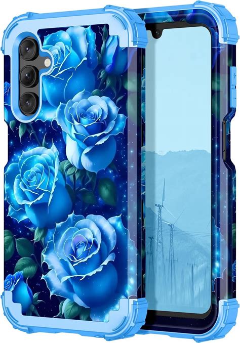 Casetego Samsung Galaxy A15 5g Phone Cover 3 In 1 Hybrid Shockproof Case Blue Rose