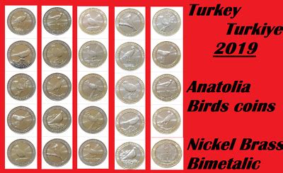 Turkey Turkiye Coins Kurus Bimetalic Anatolia Birds Tit Kestrell