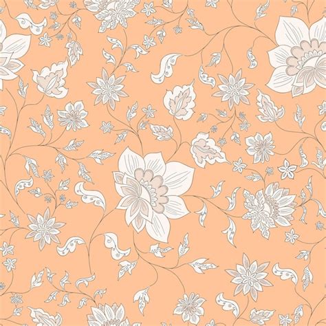 Premium Vector Vintage Floral Pattern On Pastel Peach Background