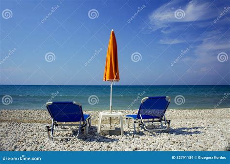 Beach Chairs And Umbrella Stock Image Image Of Summer 32791189