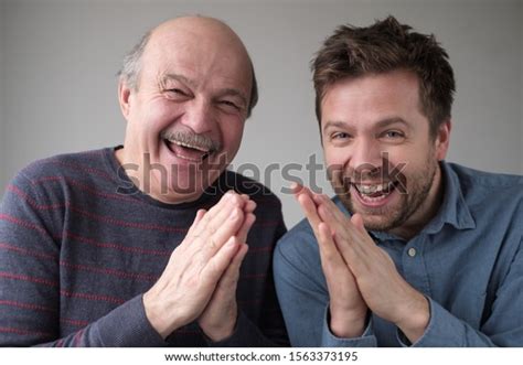 Tricky Mature Father Son Smiling Mysteriously Stock Photo Shutterstock
